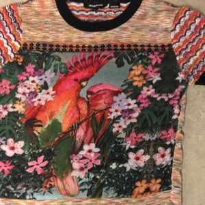 Desigual shirt sleeve shirt! With birds and flowers! Beautiful!